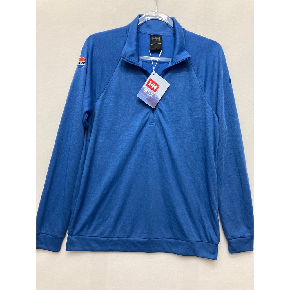 New Helly Hansen Womens Large Inshore 1/2 Zip Pullover Blue Pepsi Long Sleeve